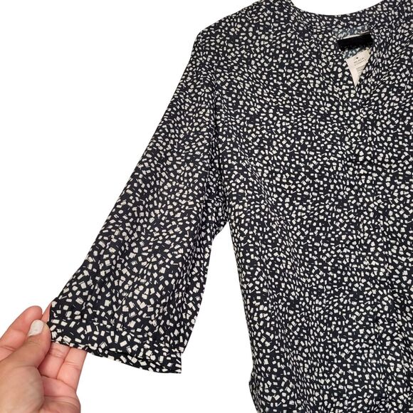 Jachs Girlfriend Women's Black & White Printed 3/4 Sleeve Hidden Button Blouse S - Picture 3 of 15